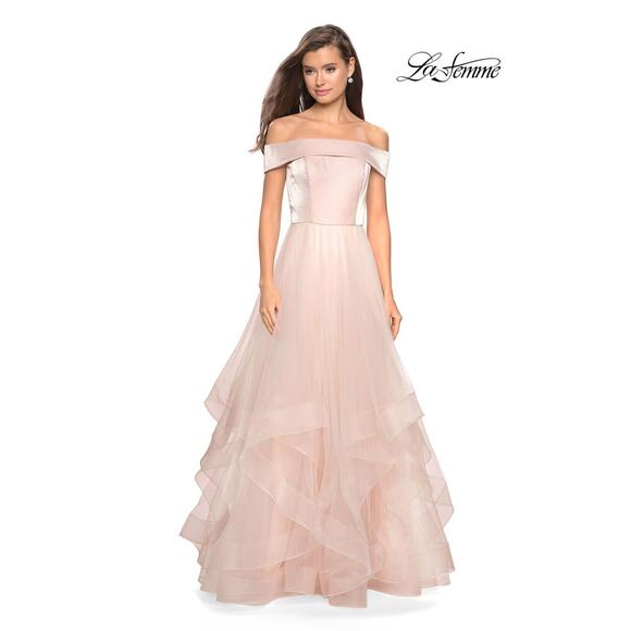 La Femme Dresses & Skirts - La Femme NWT 27224 Chiffon Off the Shoulder Evening Dress Pink Size 2